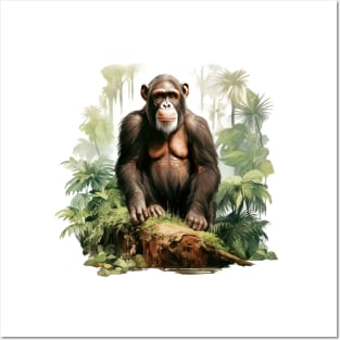 Cute Chimpanzee In Jungle Posters and Art